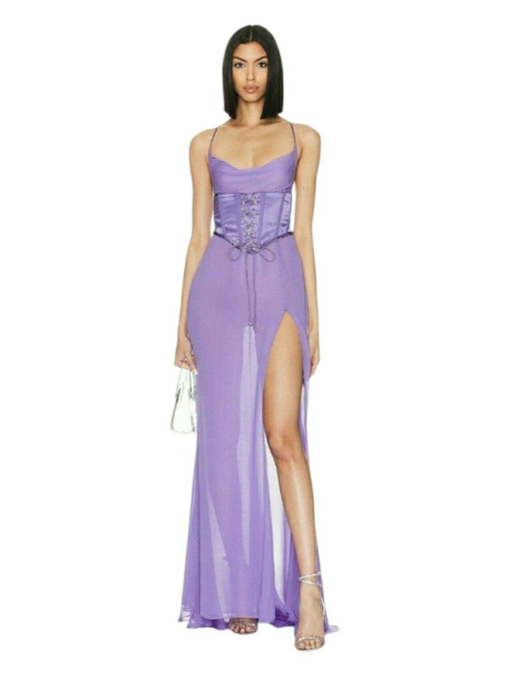 Retrofête Larissa Silk‎ Corset Maxi Dress Dusty Lilac Size M